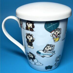 RARE CXcitement Cathay Pacific Airways Hong Kong Pilot Bears Ceramic Mug w/ Lid